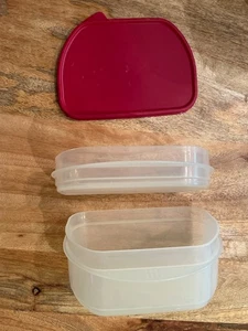 Tupperware 2 Wurstdosen stapelbar hohe und niedrige Schale Rot Frische Kabinett - Bild 1 von 4