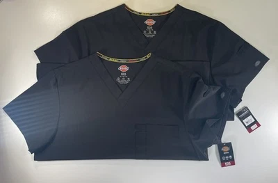 Dickies Scrubs EDS Signature Men V Neck Top Black Stretch Size XL 2 Pack Medical - Image 1 of 4