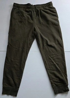 Reebok Mens Fleece Sweatpants Size XL Olive Green Cuffed Ankles Side Zip-EUC - Image 1 of 4