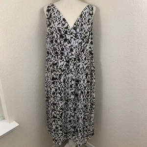 Avenue Womens Size 18 New NWT Dress Faux Wrap Brown White Green Pullover - Picture 1 of 7