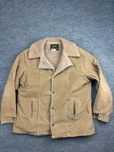 Vintage Wrangler Wrange Coat Men's L Corduroy USA Western Chore Sherpa Lined - Picture 1 of 8