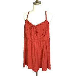 Torrid 2X Strappy Tank Top Smocked Tunic Rust Red Relaxed Waist Casual Stretch - Picture 1 of 9