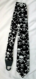 Unisex Black with White Skulls & Crossbones Neck tie 56" L x 3" W-Skulls Tie-New - Picture 1 of 2