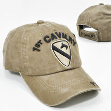 U.S. ARMY 1st CALVARY CAP HAT BROWN ADJ BACK LOW PROFILE 100% COTTON KHAKI NEW