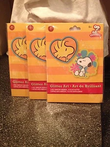 Set of 3 Peanuts Snoopy & Woodstock Glitter Art Heart Flower Craft Kit Brand New - Picture 1 of 5