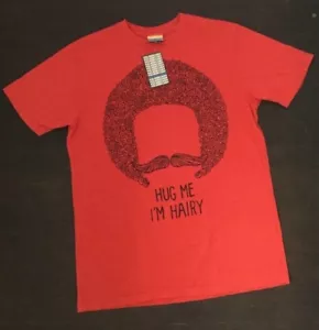 T-shirt Palmer Cash uomo rossa abbracciami sono baffi pelosi afro taglia small nuova - Foto 1 di 5