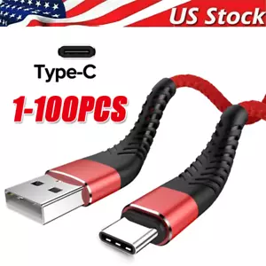 Heavy Duty Braided USB C Type-C Fast Charging Data Sync Charger lot Long Cord - Picture 1 of 13