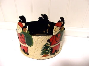 WEIHNACHTSMANN NIKOLAUS BEHÄLTER RUND AUS METALL WEIHNACHTEN WEIHNACHT - Bild 1 von 4
