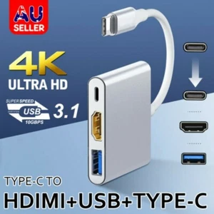 3 IN1 Type C USB C to Female HUB 4K HD HDMI Data Charging Cable Adapter USB - Picture 1 of 12