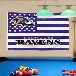 Baltimore Ravens Football Fans 3x5 American Flag Gift Banner Man Cave Flags USA - Picture 1 of 7