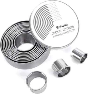 12 Pieces round Cookie Biscuit Cutter Set,Graduated Circle Pastry Cutters,18/8 - Picture 1 of 2