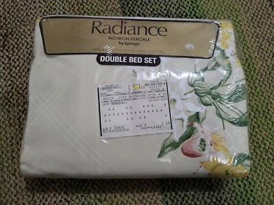  Nuevo juego de sábanas dobles florales percal Performance by Springs vintage SIN HIERRO Foto 1 de 4