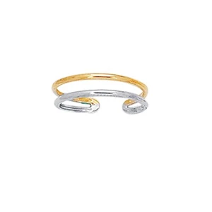 14K massiver Weiß- & Gelbgold Zehenring offener Stab zweifarbig verstellbar zweireihig - Bild 1 von 1