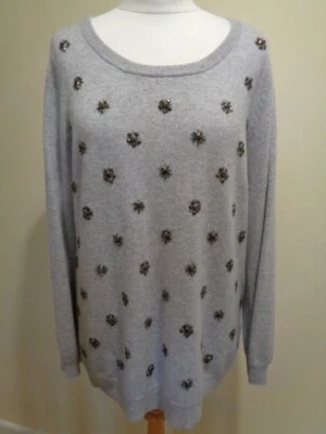 AUTOGRAPH PALE GREY CASHMERE JUMPER WITH BEADED DETAIL - SIZE 16 - Image 1 of 4
