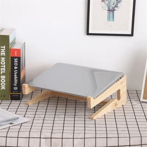 Universal Wood Laptop Stand For Desk 10-17 inch Storage Detachable Wooden Holder - Picture 1 of 12
