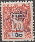 Stamp Duty Nsw 3C Orange Issue With Waltons Stores Limited Overprint