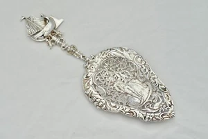 SELTENER EDWARDIANISCHER HM STERLINGSILBER GEGOSSEN SEGELBOOT LÖFFEL BERTHOLD MULLER 1905 - Bild 1 von 12