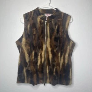 Ronnie Salloway Women's Brown Faux Fur Zip Front Sleeveless Vest Size Small - Picture 1 of 9
