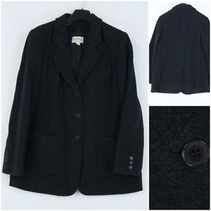 Womens Blazer Large Size UK 14 EU 40 Charcoal EDDIE BAUER Formal Wool Jacket - Picture 1 of 10