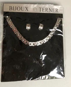 Bijoux Terner Silver Earrings Necklace Set New Sealed - Picture 1 of 9