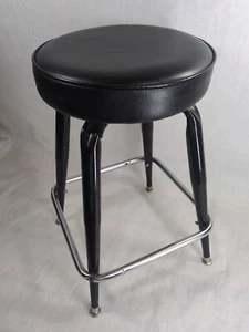 Bennington Furniture Swivel Bar Stool Mid Century Modern Black Chrome Padded #03 - Picture 1 of 24