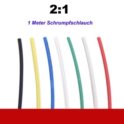 MARKENLOS 1 Meter Schrumpfschlauch Schrumpfrate 2:1 diverse Größen & Farben zur Auswahl