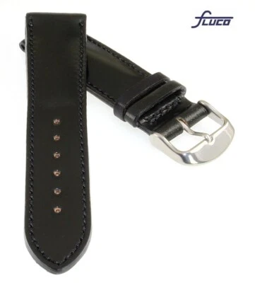 Fluco Uhrenarmband Horween Shell Cordovan Leder schwarz 22 mm Handarbeit - Bild 1 von 2