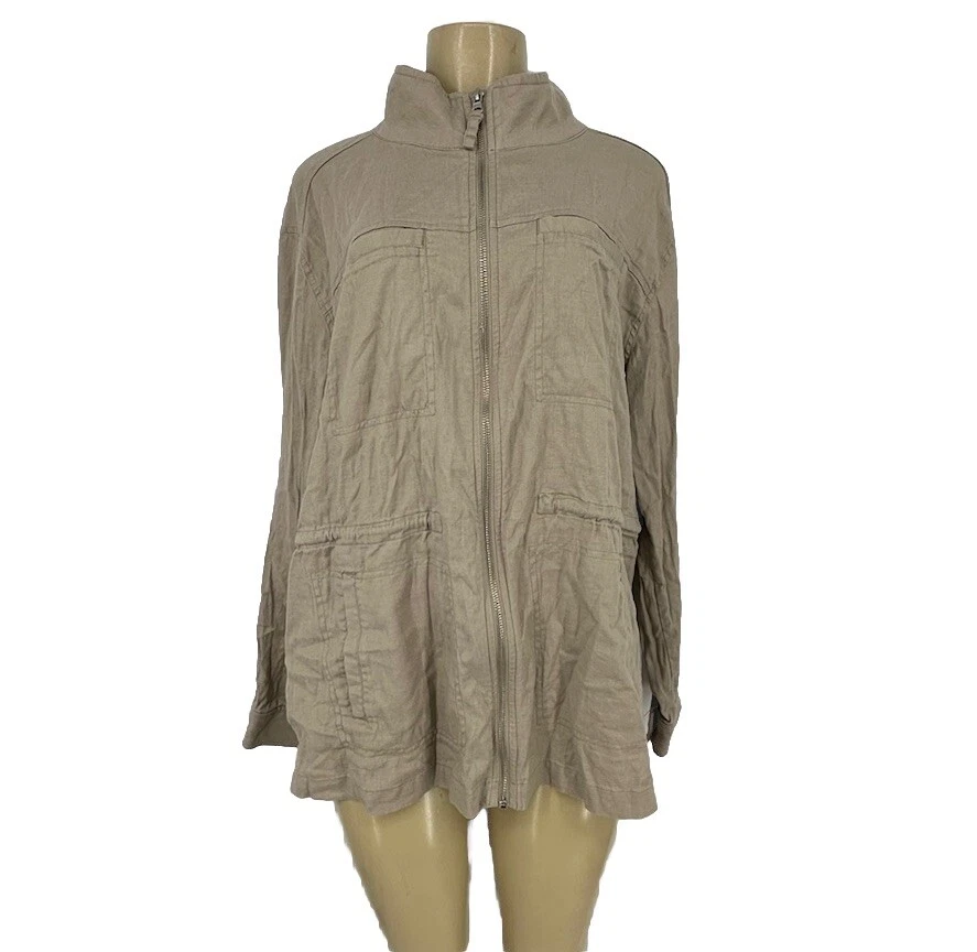 Chaqueta 32 Degrees Cool Para Mujer Cremallera Completa Tostada XL Manga Larga Mezcla de Lino 20-9 Foto 1 de 4