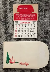 Advertising Calendar 1978 w Envelope Merry Christmas Cochran Plumbing Vintage - Picture 1 of 12