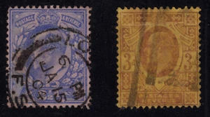 GREAT BRITAIN #131, 2.5 Ultramarine, and #132, 3p Dull Purple Used SCV $30 - Picture 1 of 1