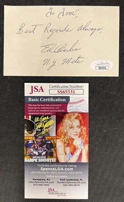 Ed Charles Signed Index Card JSA Certified MLB Kansas City A's/NY Mets (d.2018)! - Image 1 of 4