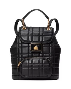 Zaino piccolo trapuntato Kate Spade Evelyn in pelle con cinghie regolabili - nero - Foto 1 di 12