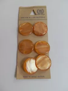 6 boutons vintage effet perle orange sur carte originale - Photo 1/1