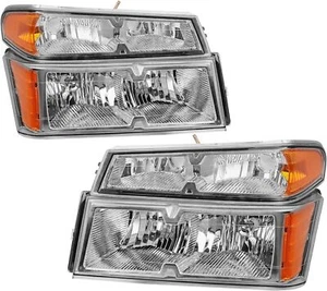 FOR 04-12 COLORADO CANYON CHROME HOUSING AMBER CORNER HEADLIGHT BUMPER HEAD LAMP - Picture 1 of 6
