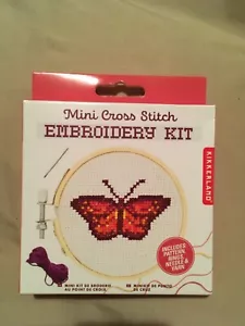 Mini Cross Stitch Embroidery Kit - Butterfly - Picture 1 of 2