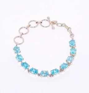 CREATED B. T. & C Z CUT BRACELET 925 STERLING SILVER 14.50 GM 8.10 INCH - Picture 1 of 1