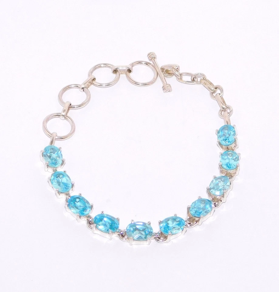 CREATED B. T. & C Z CUT BRACELET 925 STERLING SILVER 14.50 GM 8.10 INCH - Image 1 of 1