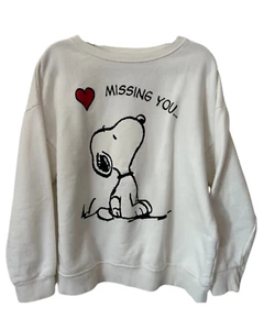 Zara Girls Peanuts Snoopy Crew Neck Sweater Size 8 - Picture 1 of 5