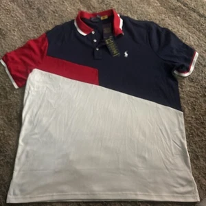 NEW Polo Ralph Lauren USA Polo Shirt Mens L Red White Blue S/S Cotton $138 - Picture 1 of 8