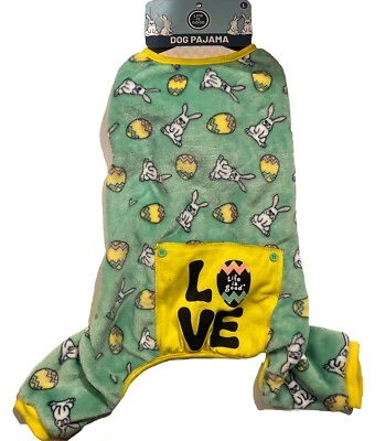 Pijama para Cachorro Life Is Good Coelhinho da Páscoa e Ovos Love Verde Tamanho Grande – Confortável - Imagem 1 de 3