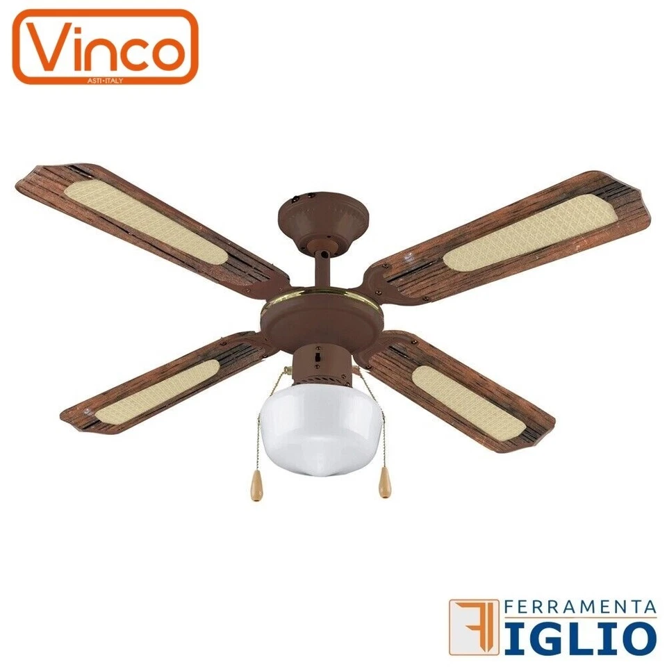 Ventilatore da a Soffitto Lampadario con Luce 4 Pale 107cm 55W 3 Velocità Marron - Immagine 1 di 1