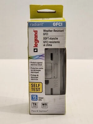 Legrand 1597TRWRGRYCCDD4 Gray 125V 15A Weather-Resistant Self-Test GFCI Outlet - Image 1 of 4