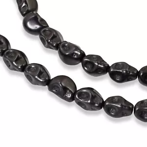 Black Mini Skull Stone Beads - DIY Halloween Jewelry & Day of the Dead Crafts - Picture 1 of 7