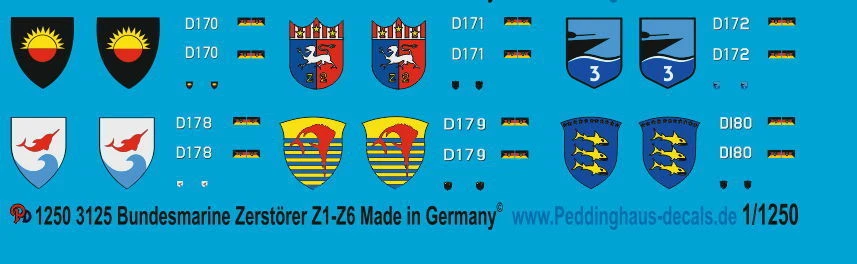 Peddinghaus 3135 1/1250 Cacciatorpediniere Il Blu Marino Tedesco Z1-Z6 - Immagine 1 di 1