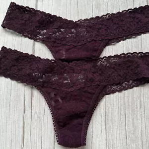 Neu HANKY PANKY 2er Set Signature Spitze niedriger Bund Tanga Höschen Einheitsgröße - Bild 1 von 3