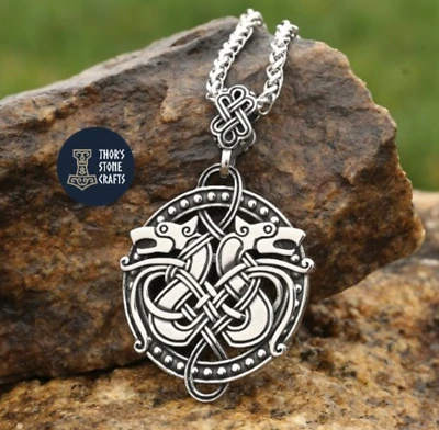 Viking Dragon Pendant Borre Style Odin Thor Norse Necklace Gift - Image 1 of 4