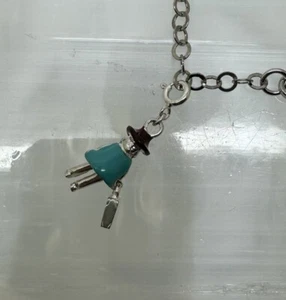 VTG Sterling Silver - Articulated Girl With School Bag Pendant Moveable Legs Bag - Picture 1 of 11