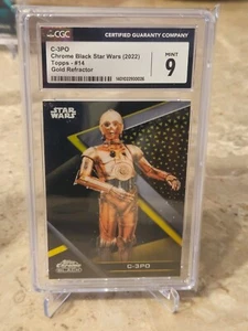 2022 Topps Chrome Black Star Wars #14 C-3PO Gold Refractor 7/50 CGC Mint 9 - Picture 1 of 2