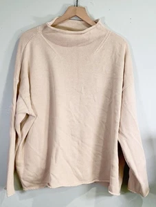 ELCE SWIM Organic Cotton Sweater Top Women’s Small Beige Mock Neck Minimalist - Picture 1 of 9