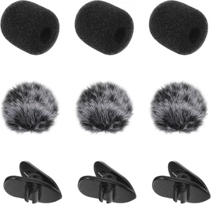 9-Pack Mini Foam Microphone Windscreens & Furry Covers Washable Mic Plosive - Picture 1 of 5